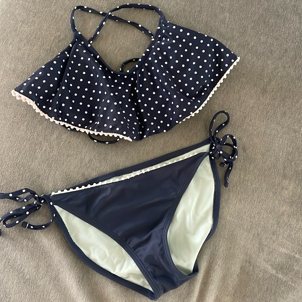 Xhilaration Girls Navy Polka Dot Bikini
